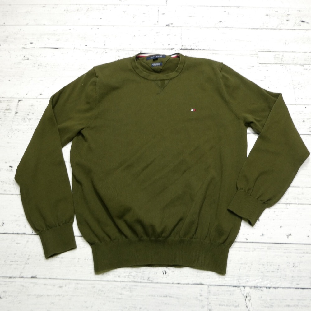 Tommy Hilfiger Men's Sweater Sized S Green Premium Cotton Long Sleeve Breathable